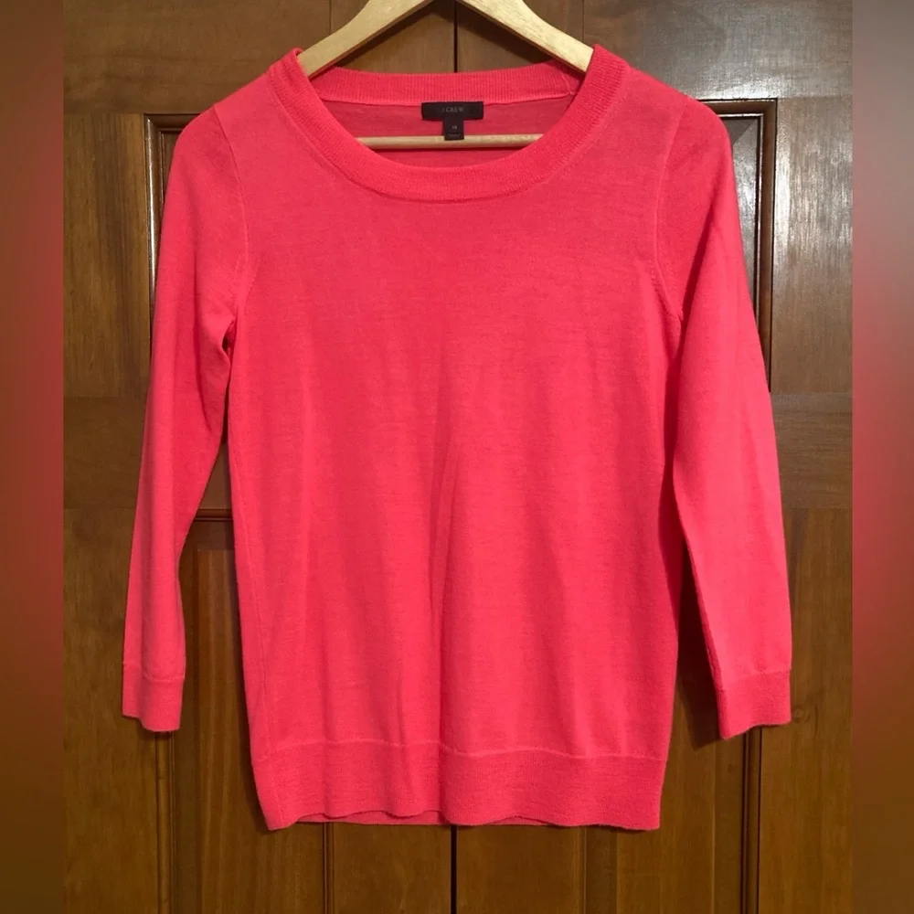 J. Crew Vibrant Coral Crew Neck merino wool Tippi Sweater women’s XS